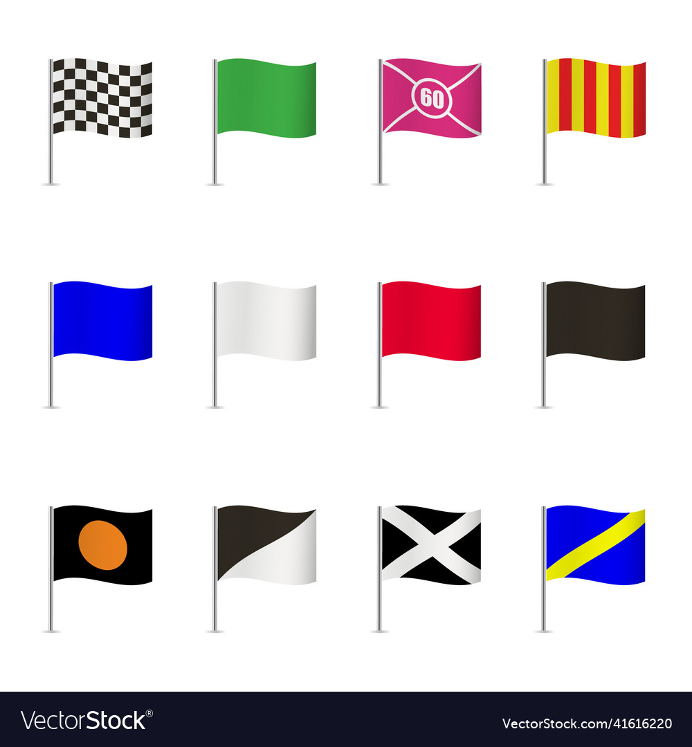 Checkered racing crossed flag set vector image Checkered racing crossed flag set