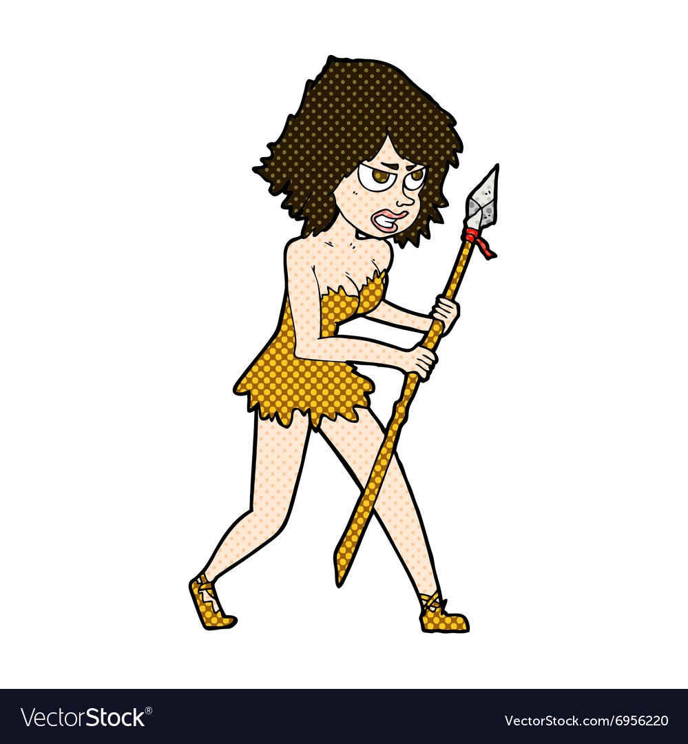 Comic cartoon cave girl