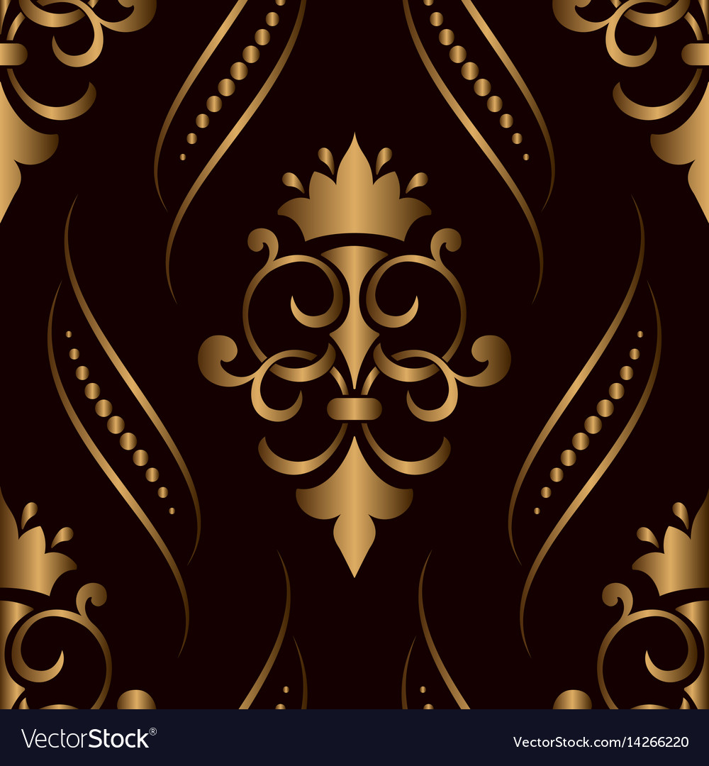 Damask seamless pattern golden element elegant