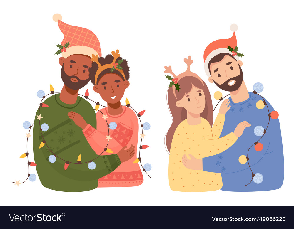 Festive christmas enamored couple happy cute