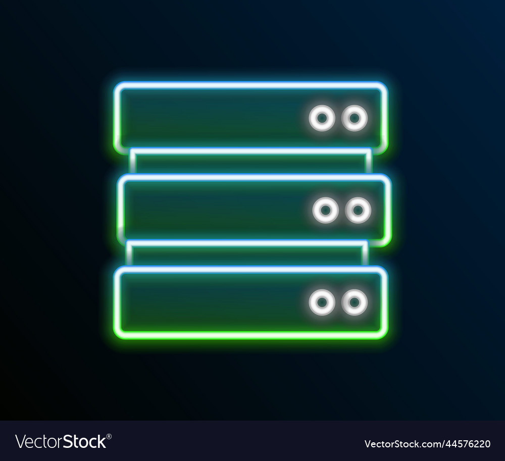 Glowing neon line server data web hosting icon