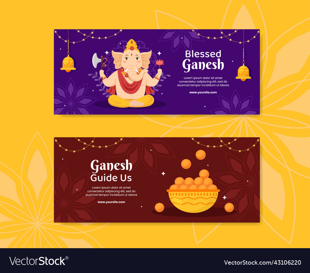Happy ganesh chaturthi social media banner vector image Happy ganesh chaturthi social media banner