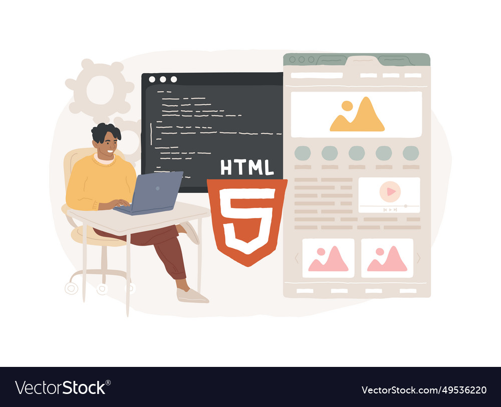 Html5 website development isolated concept vector image Html5 website development isolated concept