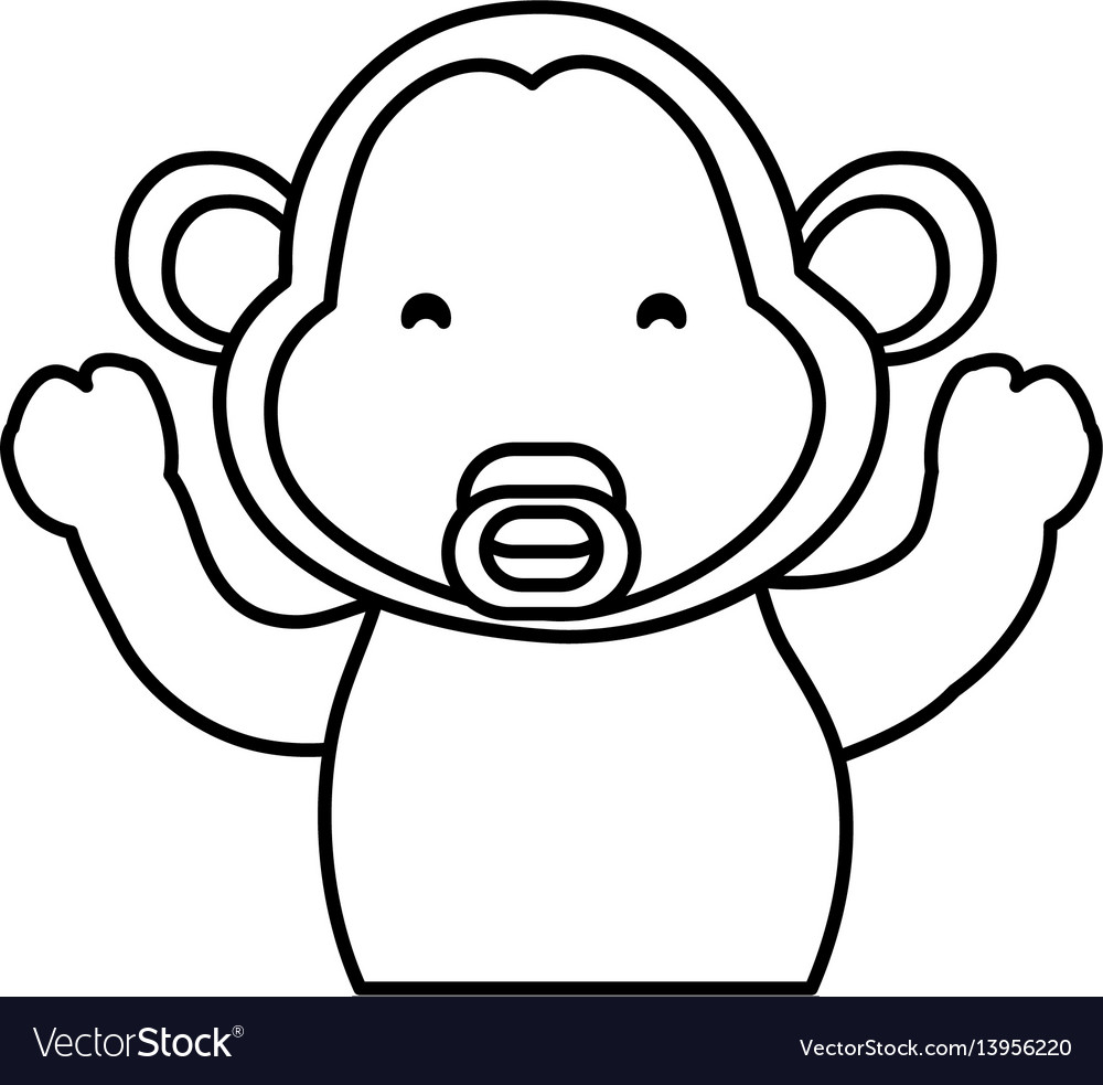 Monkey cartoon drawing animal Royalty Free Vector Image