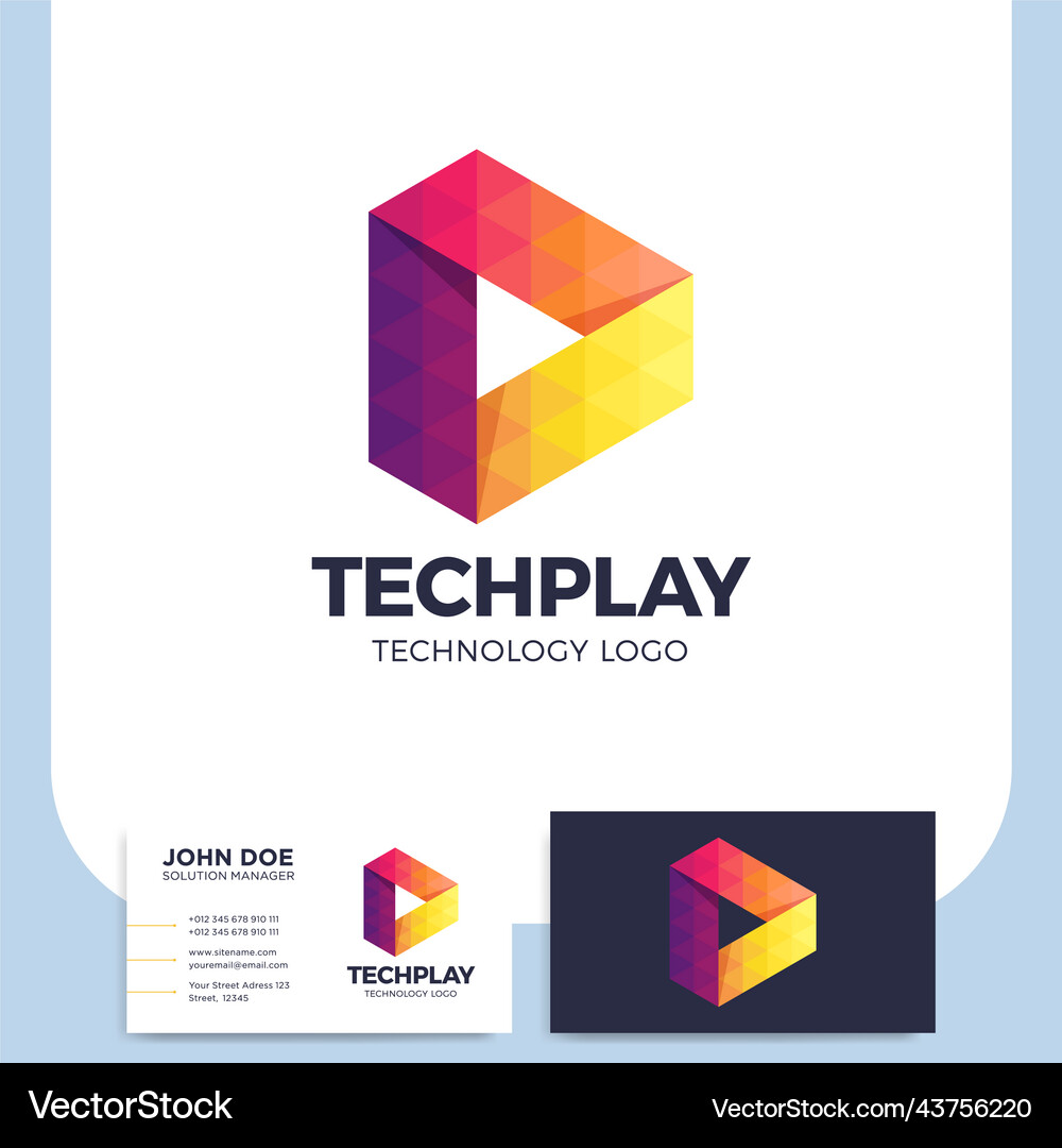 Multicolor triangle shape media play button logo Vector Image