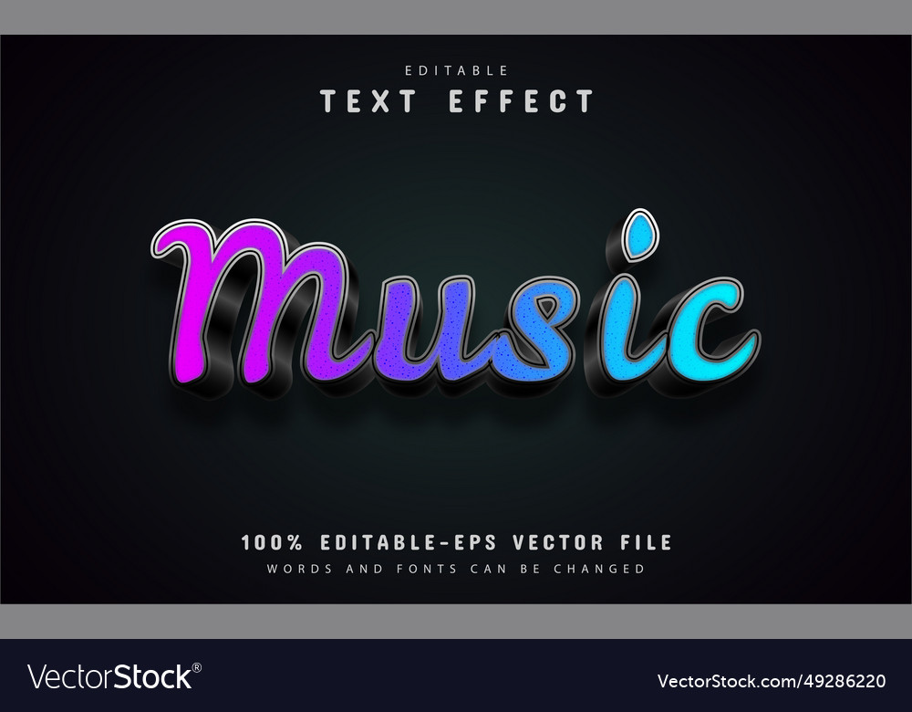 Music gradient style text effect vector image Music gradient style text effect