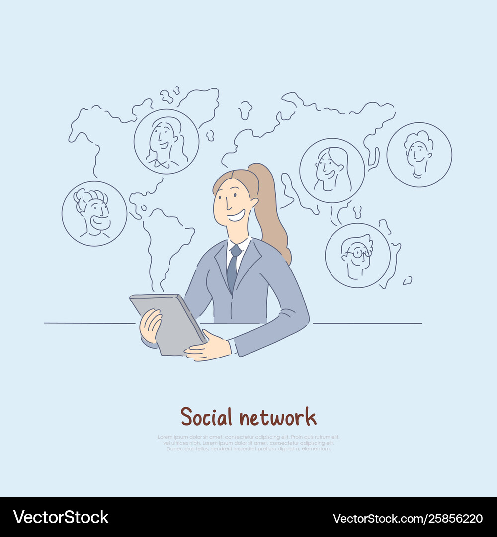 Office worker having business calls on tablet Vector Image