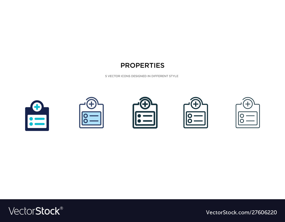 Properties icon in different style two colored Vector Image Properties icon in different style two colored