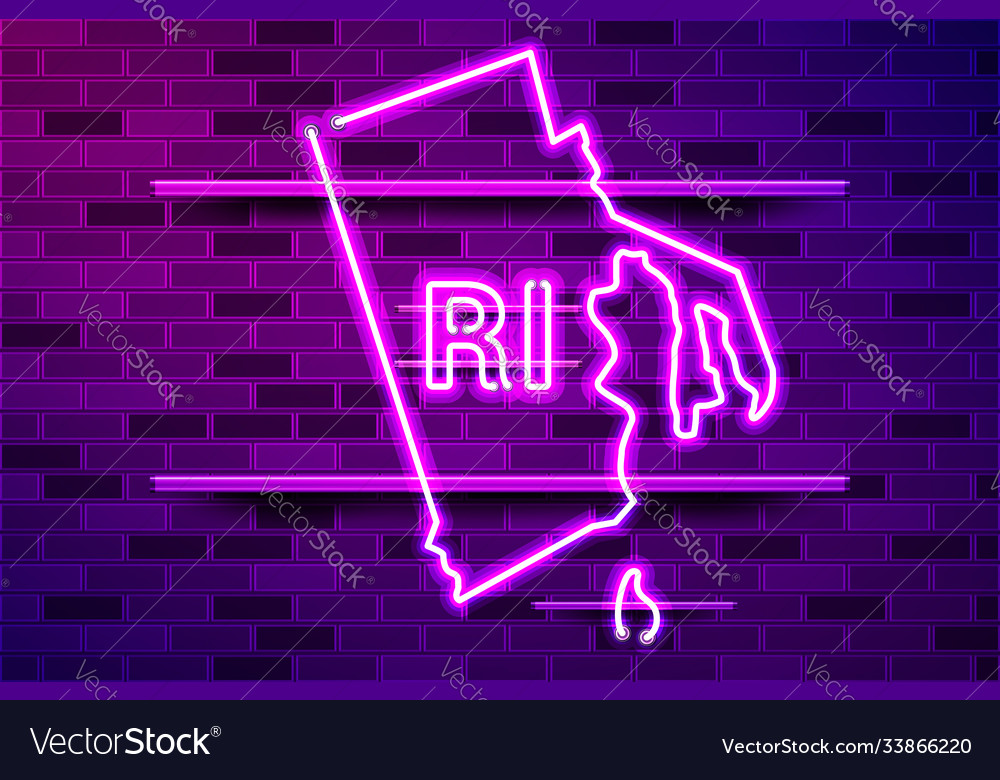 Rhode island us state glowing purple neon lamp Vector Image