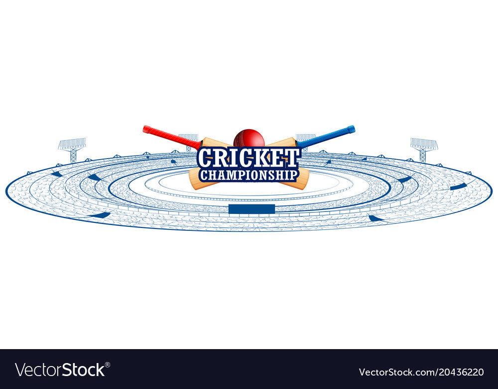 Stadium of cricket with pitch for champoinship