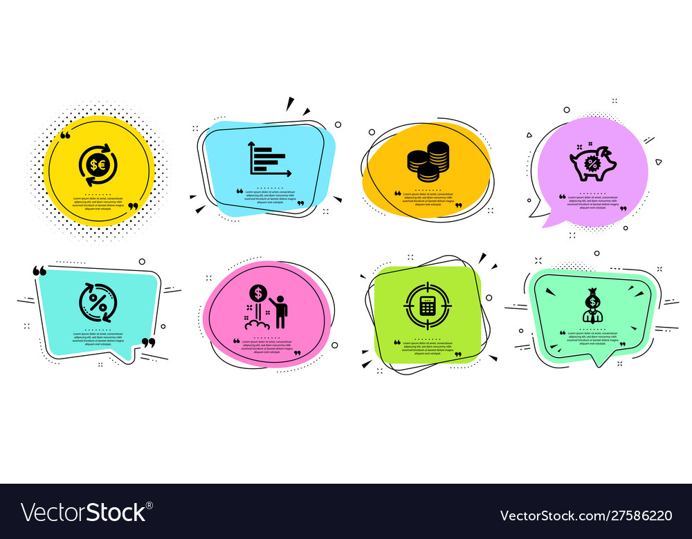 Tips horizontal chart and manager icons set vector image Tips horizontal chart and manager icons set