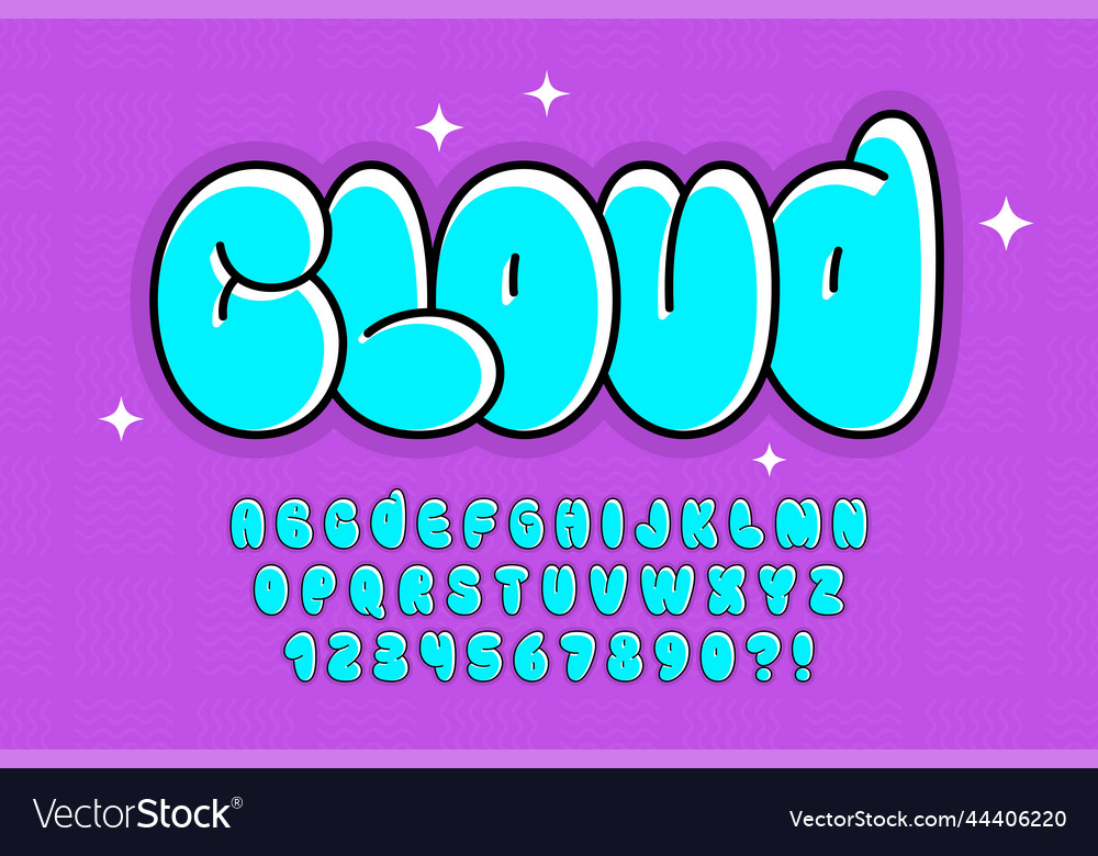 Trendy Bubble Comical Alphabet Design Colorful Vector Image