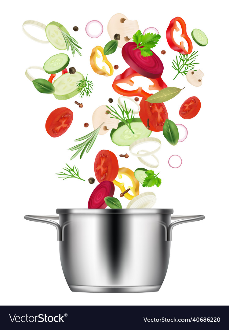 Vegetables falling sliced culinary collection Vector Image