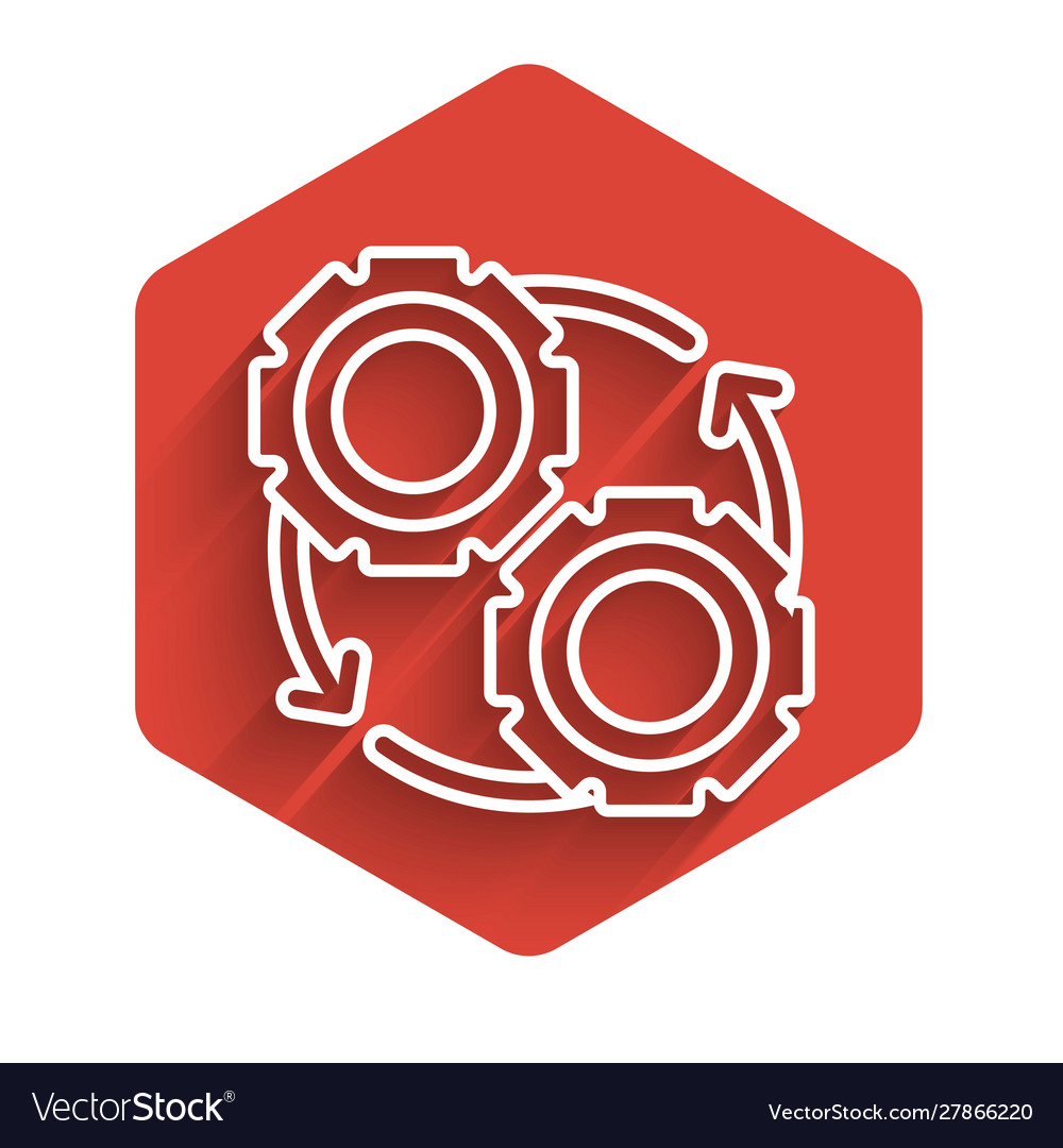 White line gear and arrows as workflow process vector image White line gear and arrows as workflow process