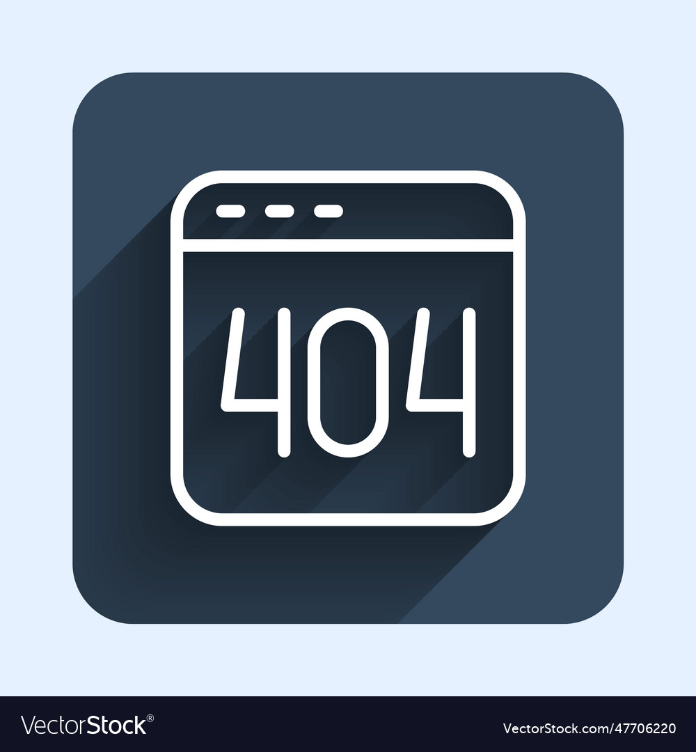 White line page with a 404 error icon isolated vector image White line page with a 404 error icon isolated