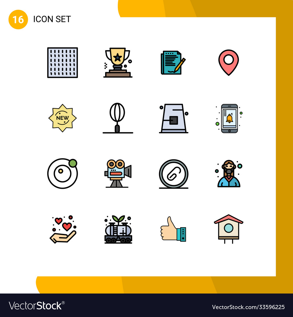 16 universal flat color filled lines set for web