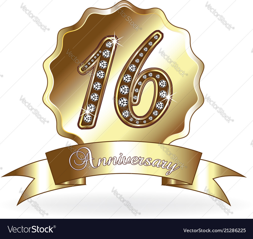 16th anniversary emblem medal vector image 16th anniversary emblem medal