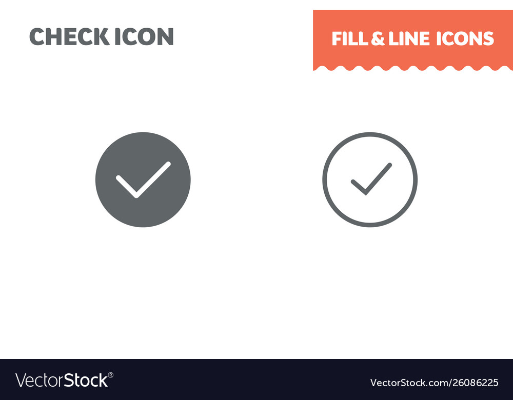 Chek icon fill and line flat design ui vector image Chek icon fill and line flat design ui
