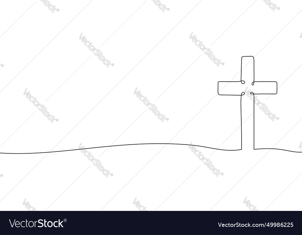 Christian cross one continuous line vector image Christian cross one continuous line