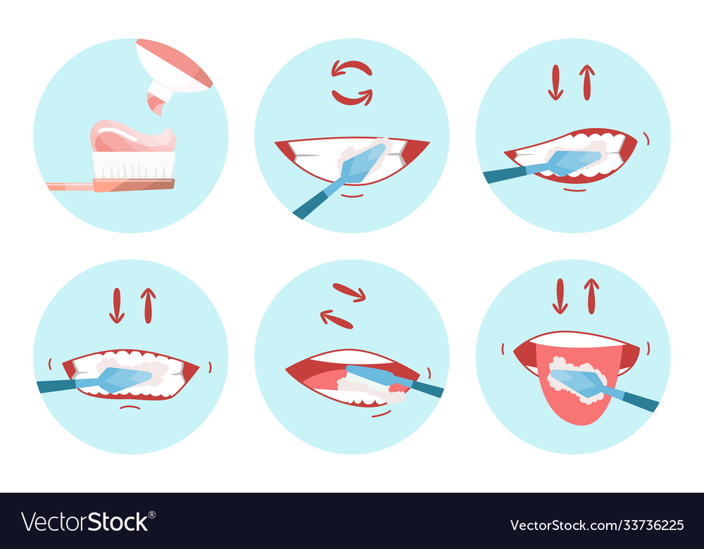 Collection clean teeths images dental Royalty Free Vector