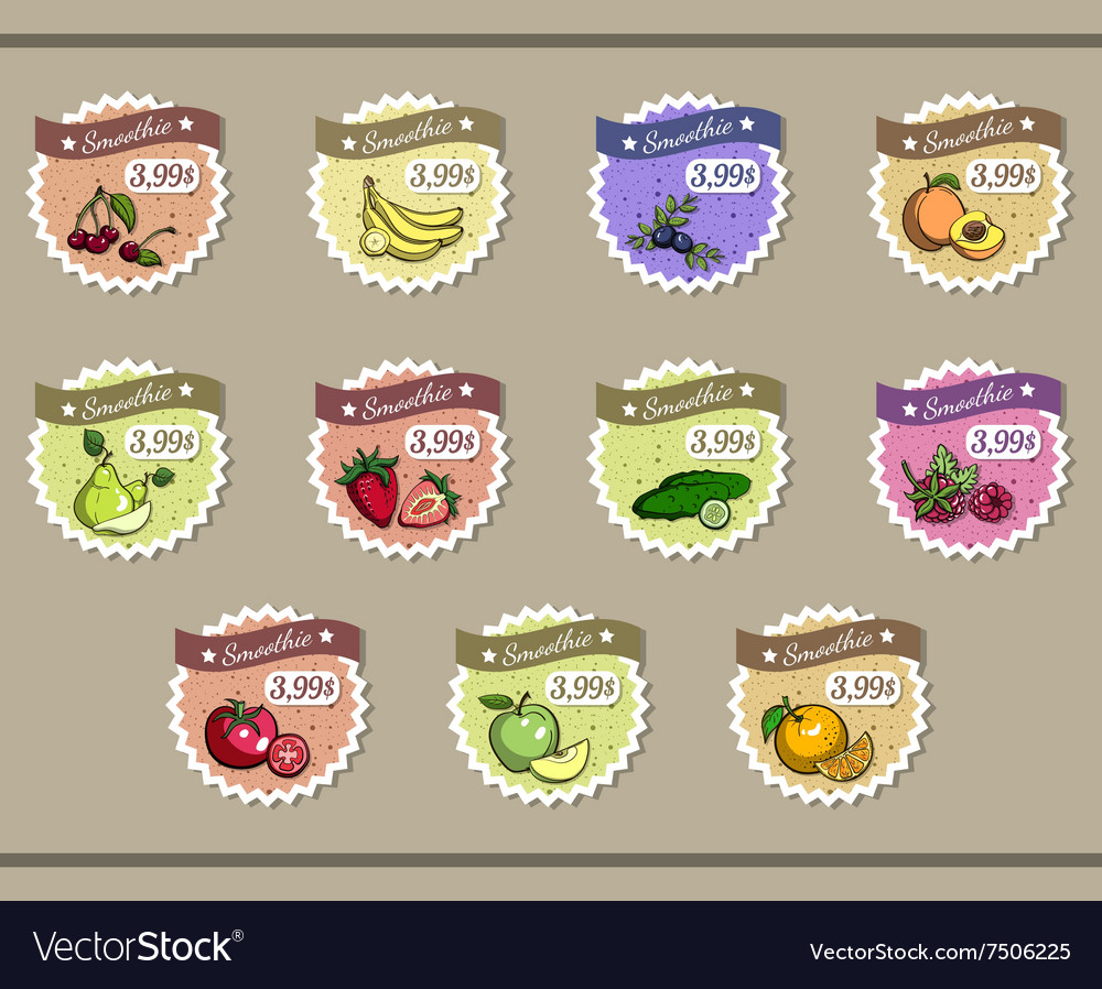 Collection of stickers for smoothies