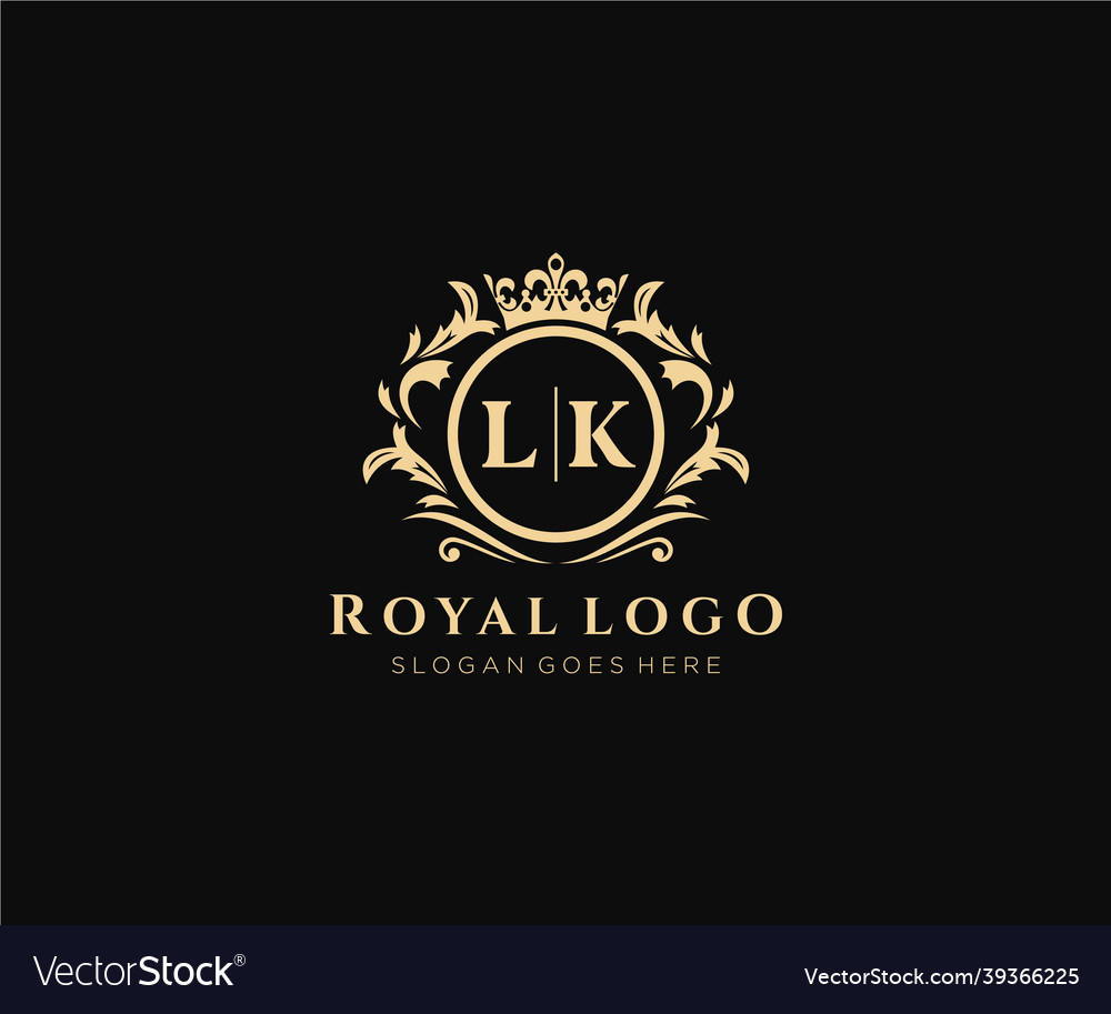 Initial lk letter luxurious brand logo template Vector Image