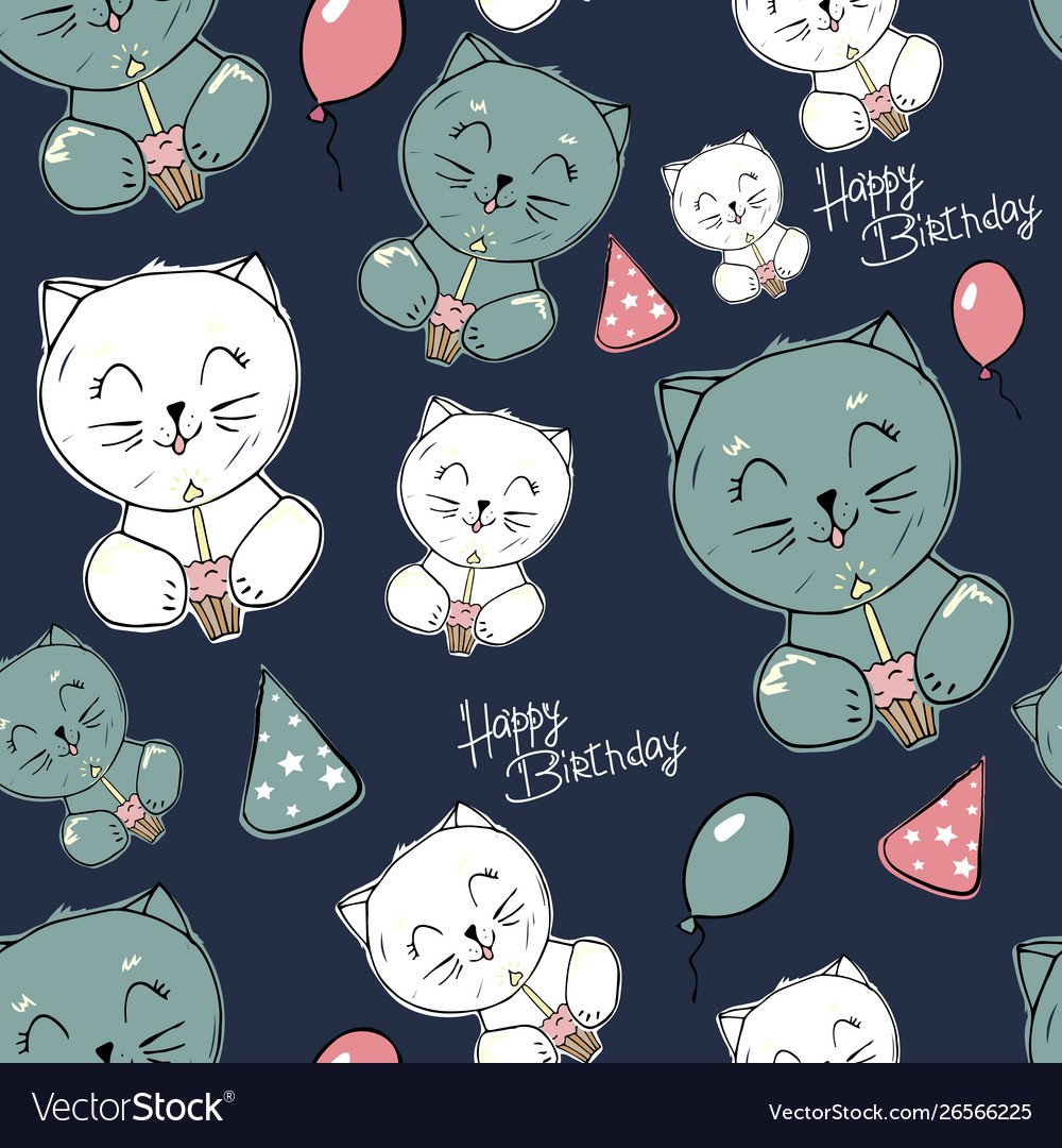 Kitty seamless pattern baby style