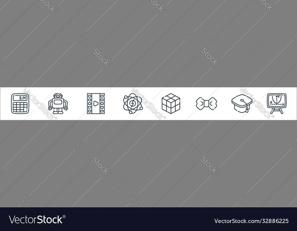 Nerd line icons linear set quality vector image Nerd line icons linear set quality