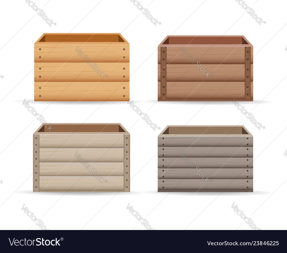 Realistic wooden box for vegetables keeping Vector Image