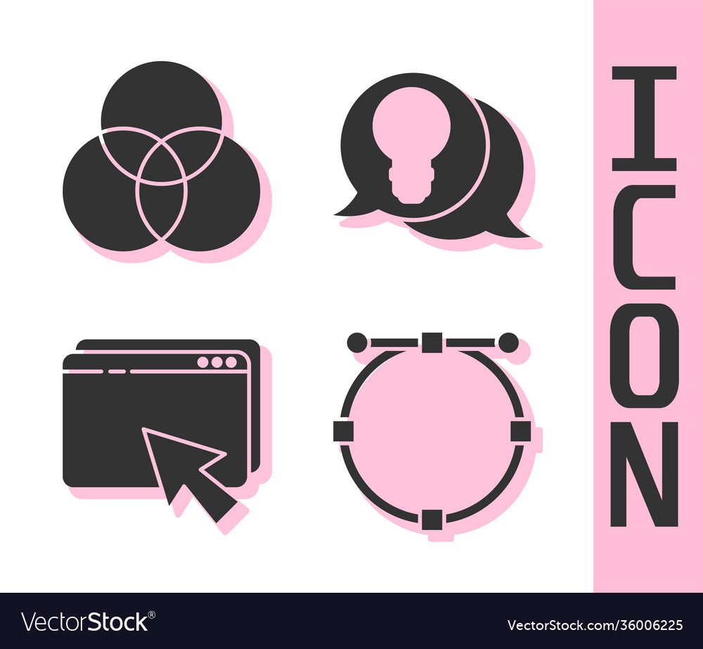 Set circle with bezier curve rgb and cmyk color vector image Set circle with bezier curve rgb and cmyk color