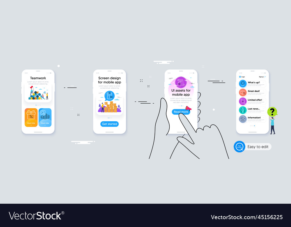 Set of documents group and analytics graph line vector image Set of documents group and analytics graph line