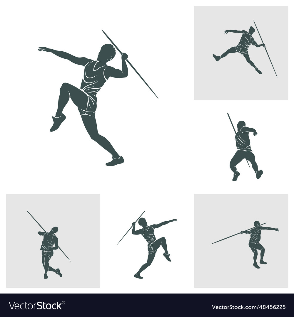 Set of javelin thrower design Royalty Free Vector Image