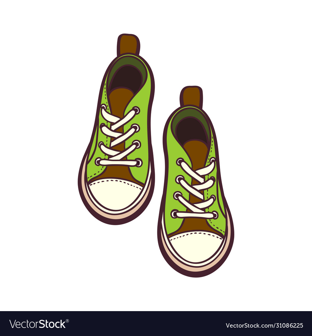 Sneakers shoes pair isolated hand drawn Royalty Free Vector