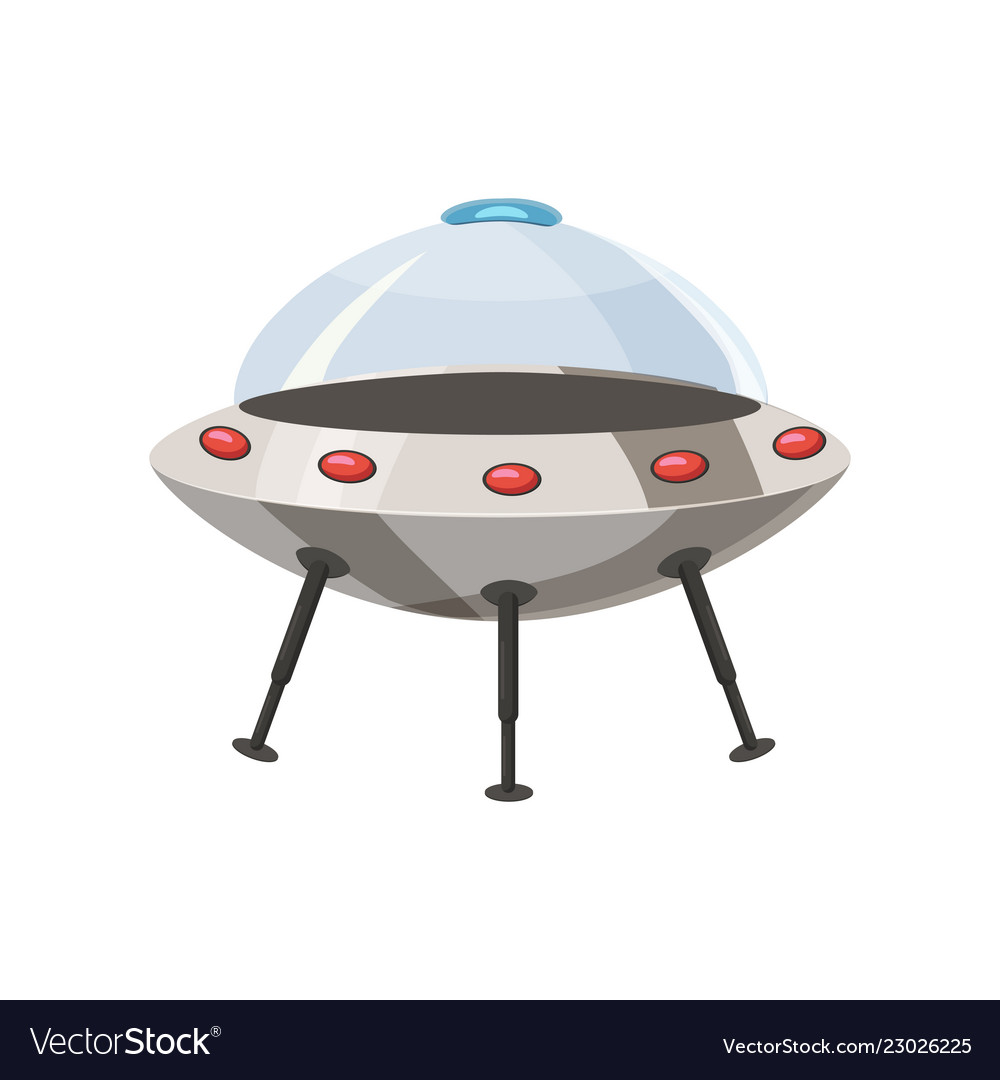 Ufo flying spaceship isolated on white cartoon Vector Image