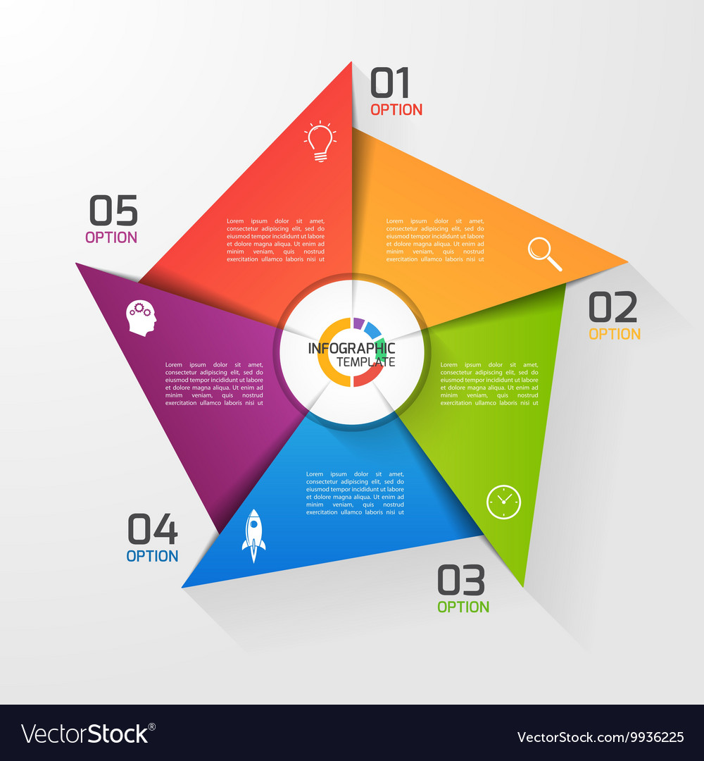 windmill style infographic template 5 options vector image