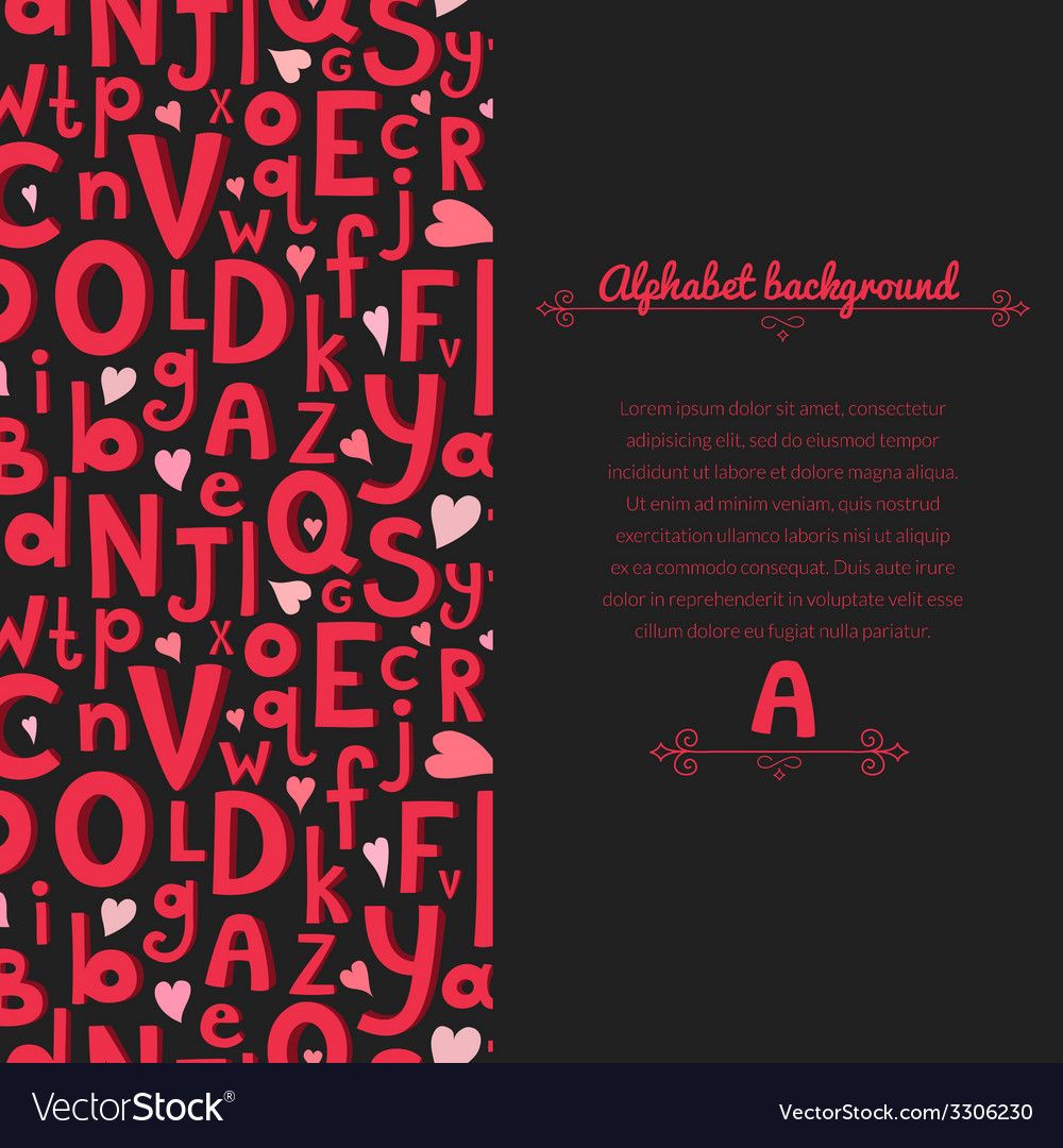 Background with latin letters of different sizes
