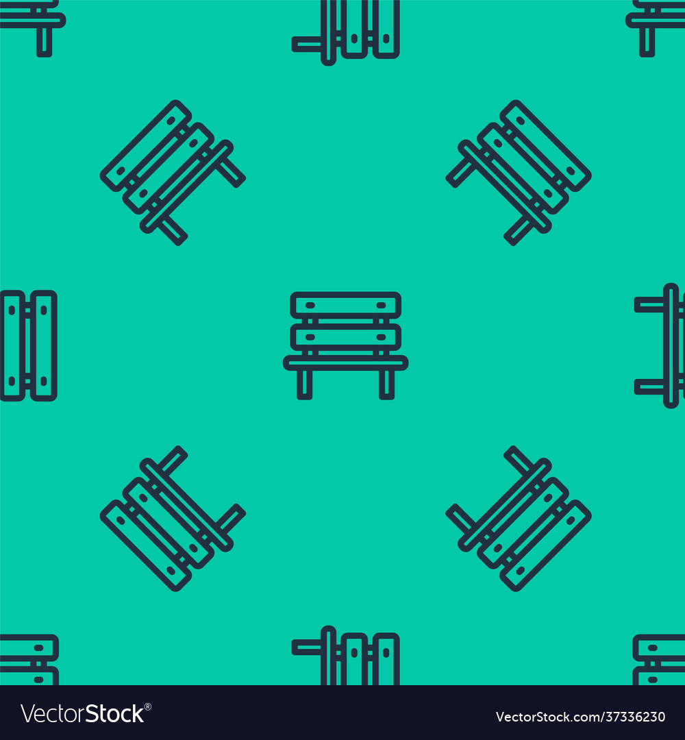 Blue line bench icon isolated seamless pattern