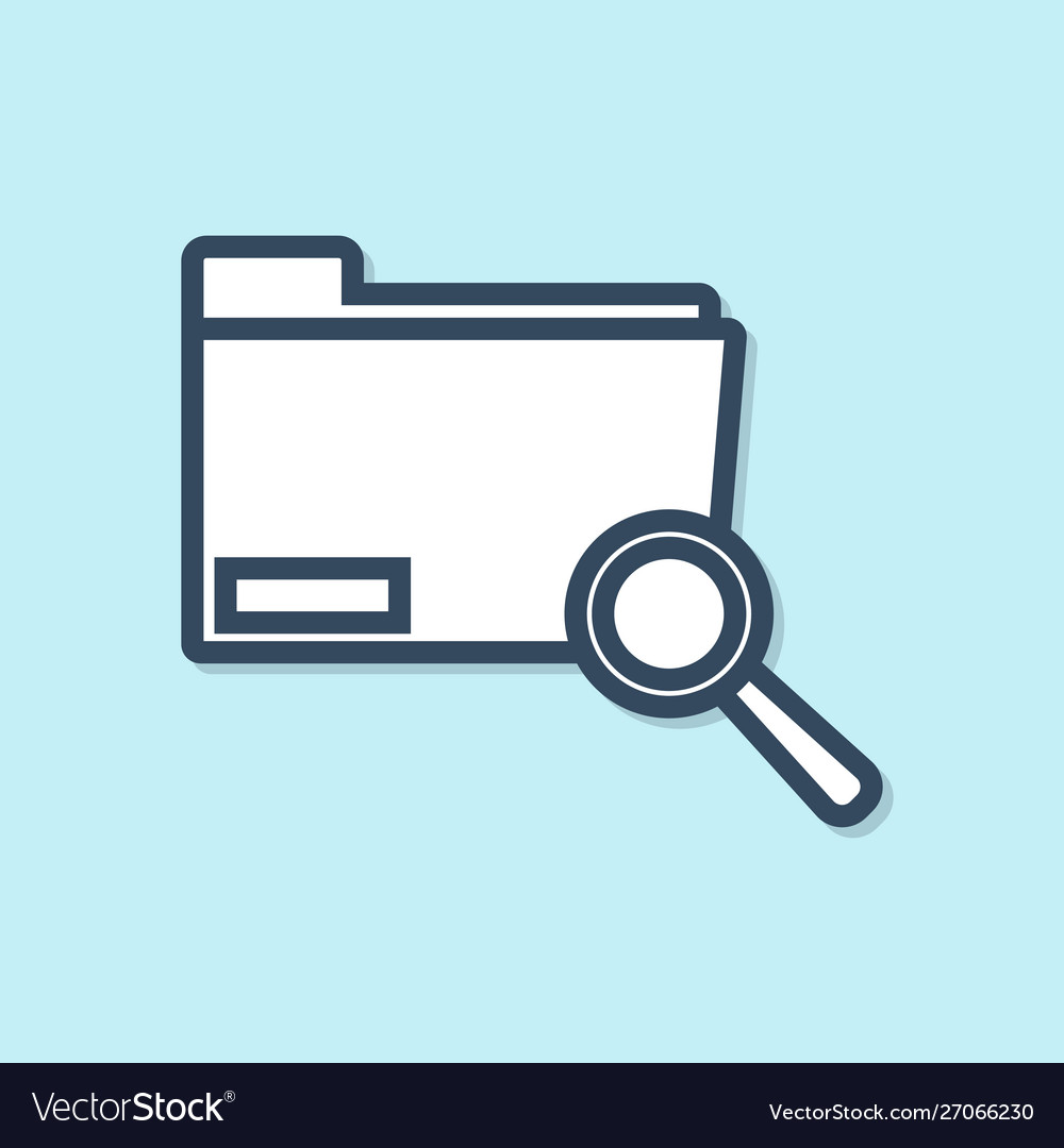 Blue line search concept with folder icon isolated vector image Blue line search concept with folder icon isolated