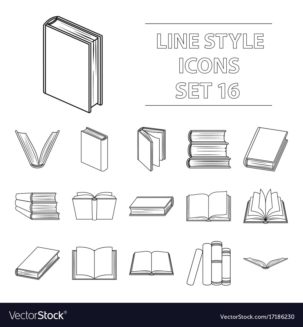 Books set icons in outline style big collection