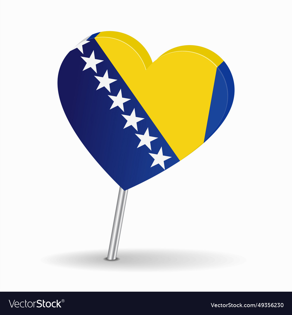 Bosnia herzegovinan flag heart-shaped map pointer Vector Image