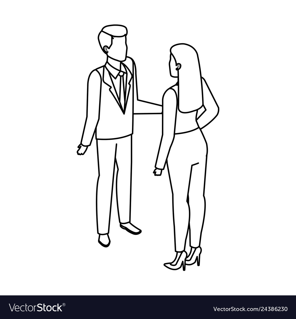 Business couple talking avatars characters Vector Image