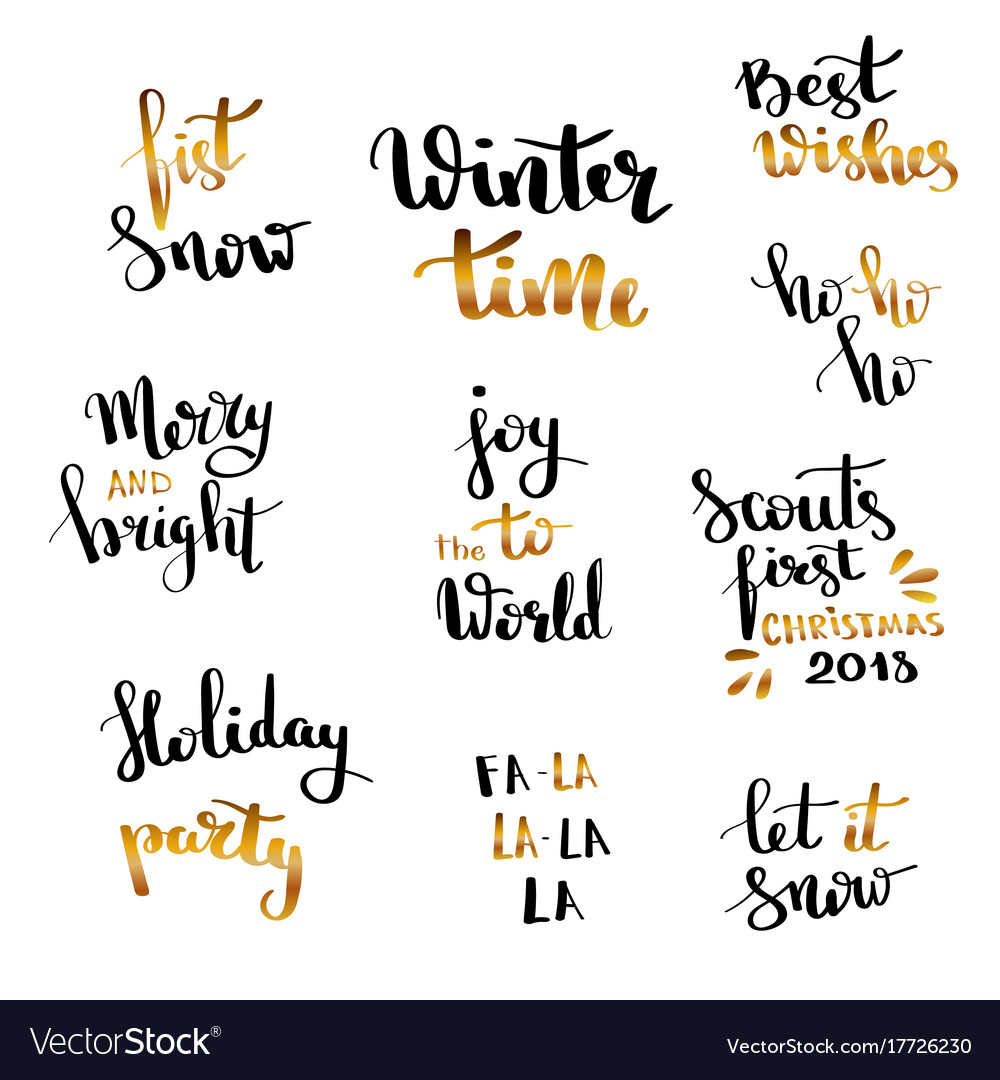 Christmas hand drawn lettering design set