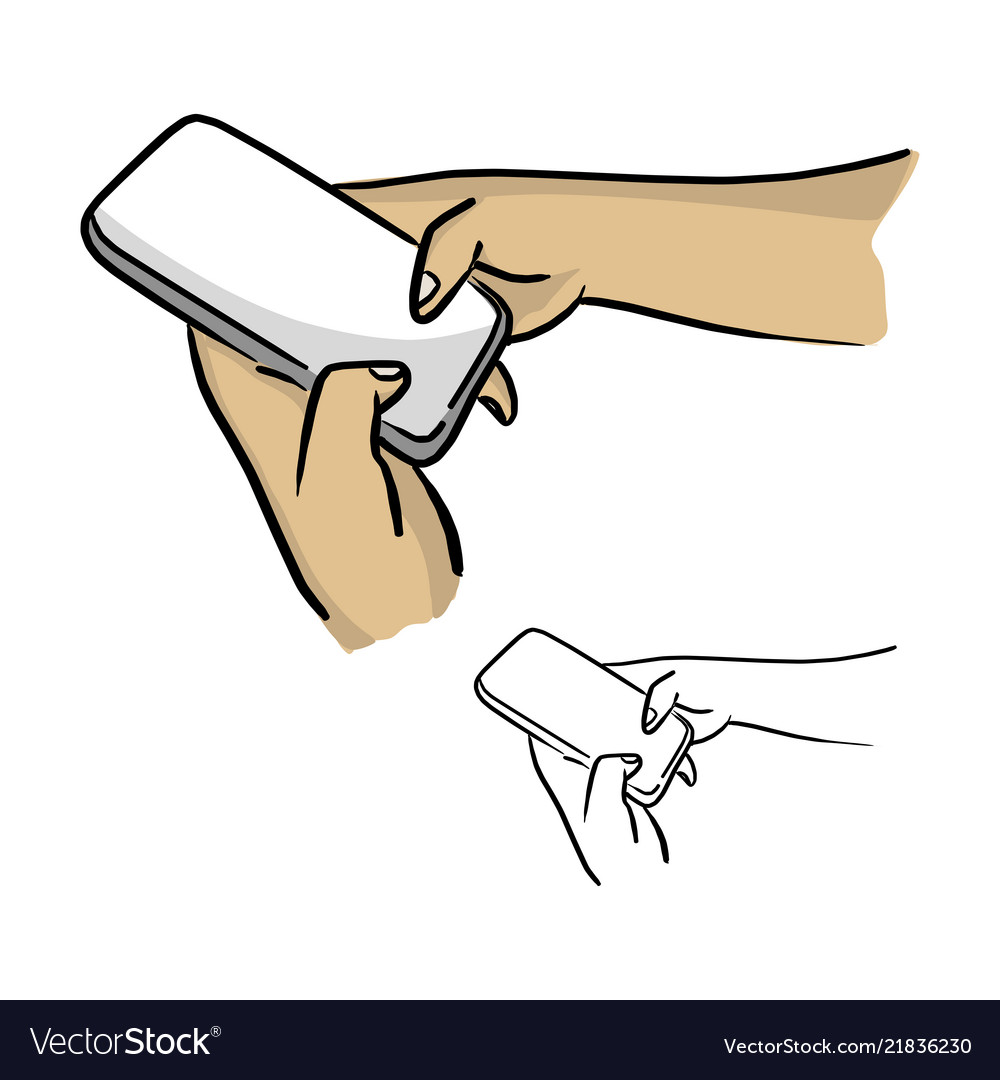 Close-up hand using mobile phone vector image Close-up hand using mobile phone