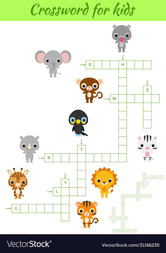 Crosswords game animals for children