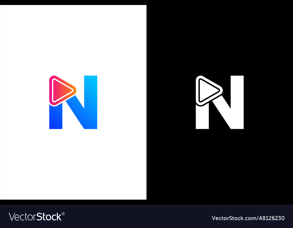 Initial n media logo letter n with play button Vector Image