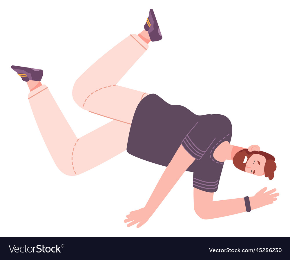 Man crashing down failure and decline falling