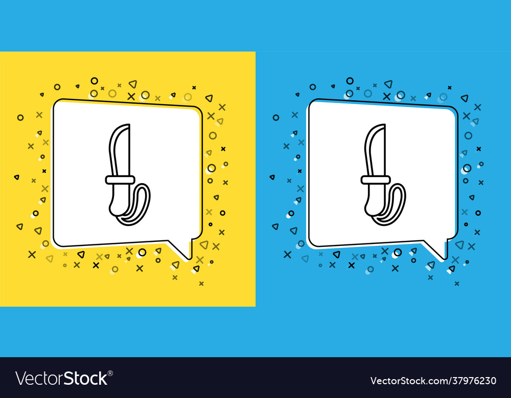 Set line knife icon isolated on yellow and blue