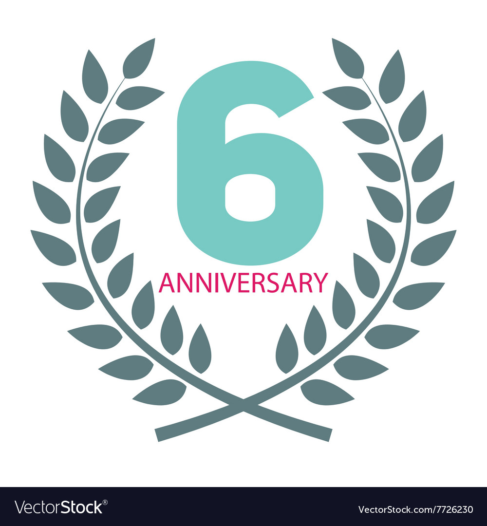 Template logo 6 anniversary in laurel wreath Vector Image