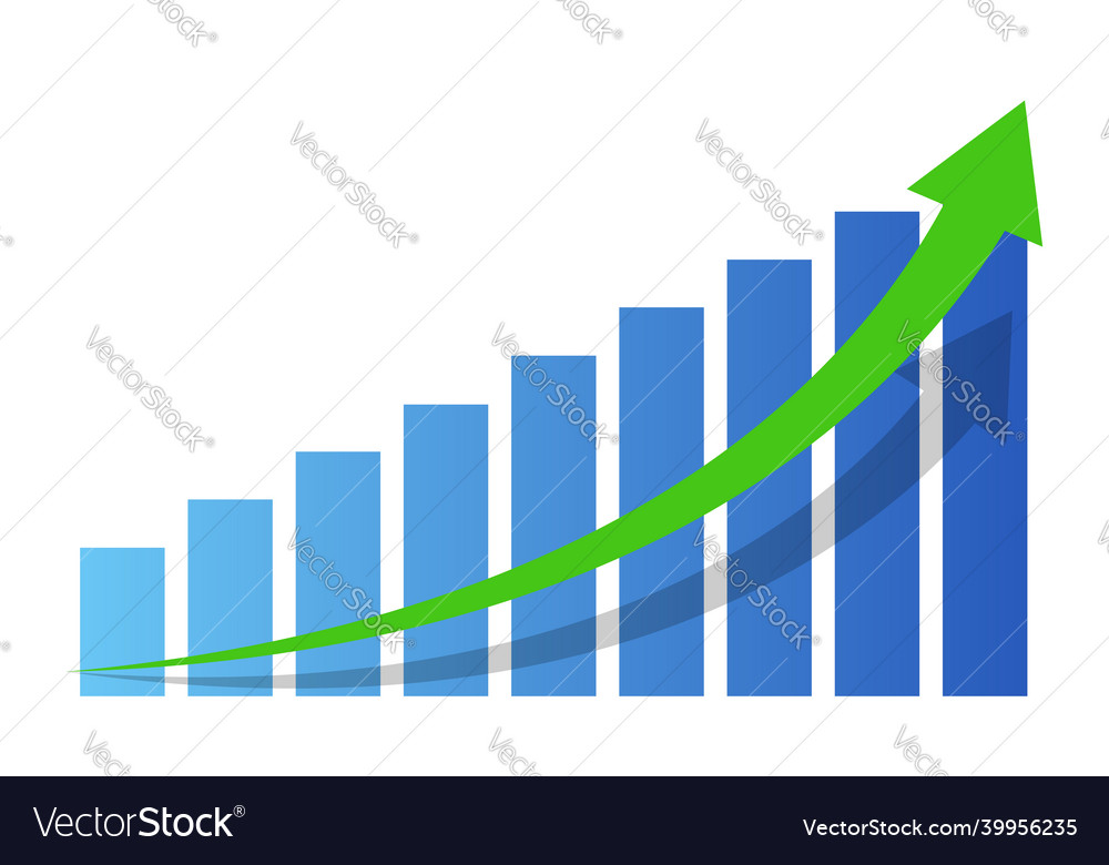 Bar graph growth and up arrow Royalty Free Vector Image