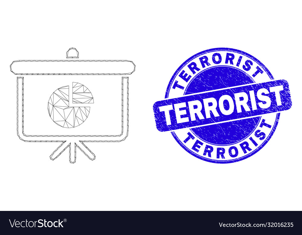 Blue distress terrorist seal and web mesh pie